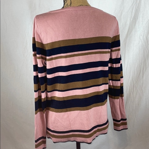 Ann Taylor Loft Pink Striped Sweater Sz Medium - Picture 3 of 3